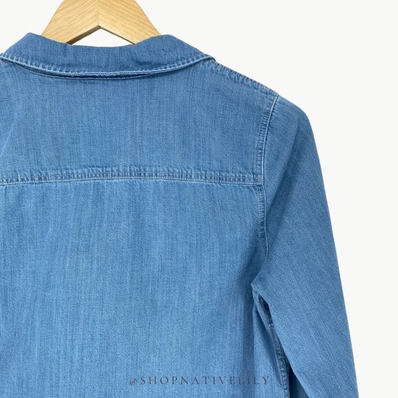 Sézane Women's Servanne Button Down Long Sleeve Shirt | 36 (4) | Chambray Denim - Picture 12 of 16